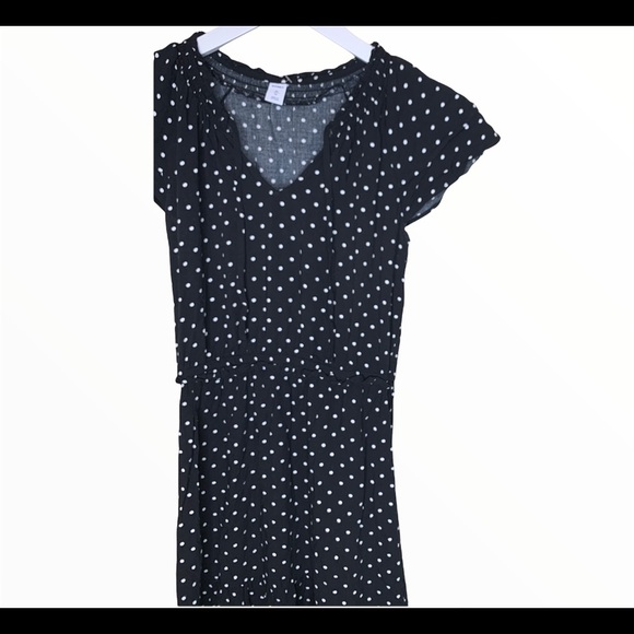 OLD NAVY Layered Ruffle Polka Dot V Cut Maxi Dress With Cap Sleeves Black Sz XS - Picture 7 of 9